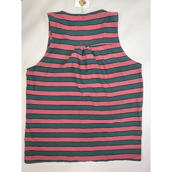 Mitto Shop V-Neck Top Striped Sleeveless Pink & Green Womens Med New with Tags - Picture 11 of 11